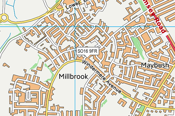 SO16 9FR map - OS VectorMap District (Ordnance Survey)