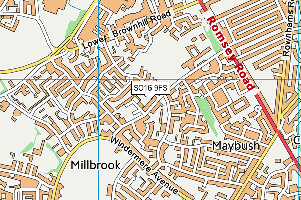 SO16 9FS map - OS VectorMap District (Ordnance Survey)