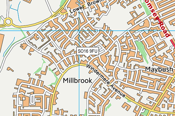 SO16 9FU map - OS VectorMap District (Ordnance Survey)