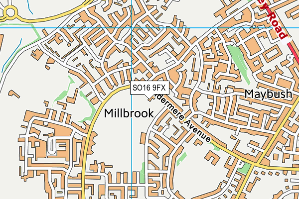 SO16 9FX map - OS VectorMap District (Ordnance Survey)