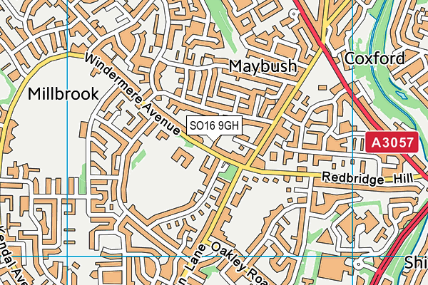 SO16 9GH map - OS VectorMap District (Ordnance Survey)