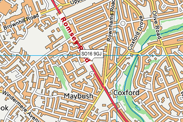 SO16 9GJ map - OS VectorMap District (Ordnance Survey)