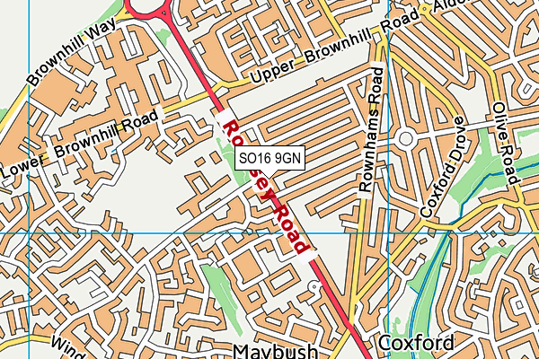 SO16 9GN map - OS VectorMap District (Ordnance Survey)
