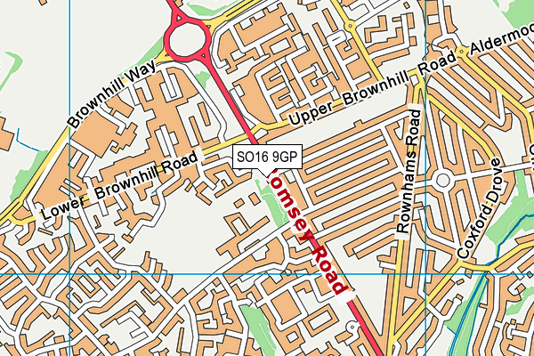 SO16 9GP map - OS VectorMap District (Ordnance Survey)