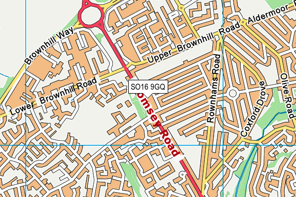 SO16 9GQ map - OS VectorMap District (Ordnance Survey)