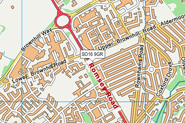 SO16 9GR map - OS VectorMap District (Ordnance Survey)