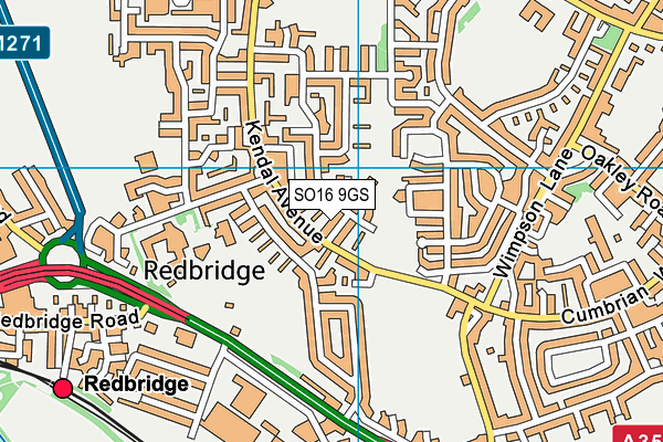 SO16 9GS map - OS VectorMap District (Ordnance Survey)