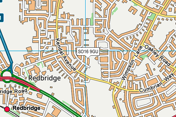 SO16 9GU map - OS VectorMap District (Ordnance Survey)