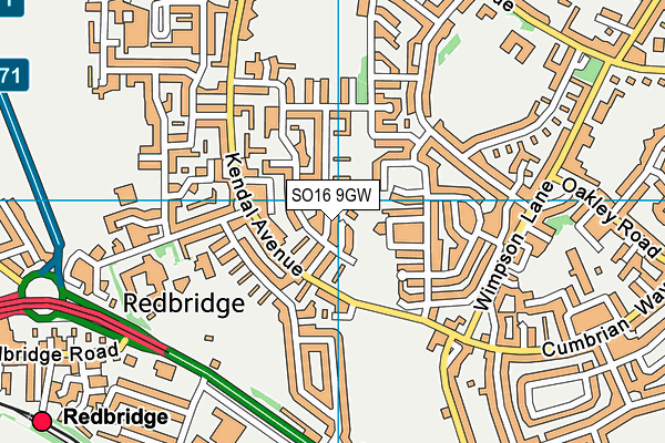 SO16 9GW map - OS VectorMap District (Ordnance Survey)