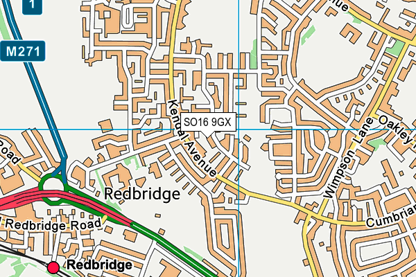 SO16 9GX map - OS VectorMap District (Ordnance Survey)