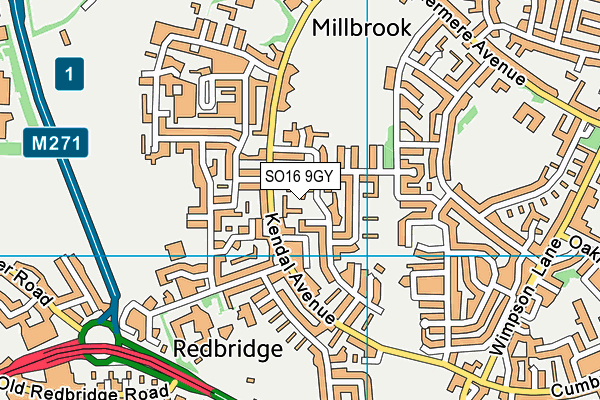SO16 9GY map - OS VectorMap District (Ordnance Survey)