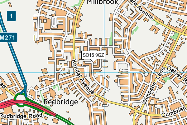 SO16 9GZ map - OS VectorMap District (Ordnance Survey)