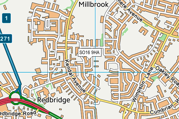 SO16 9HA map - OS VectorMap District (Ordnance Survey)