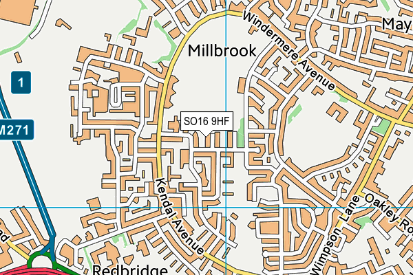 SO16 9HF map - OS VectorMap District (Ordnance Survey)