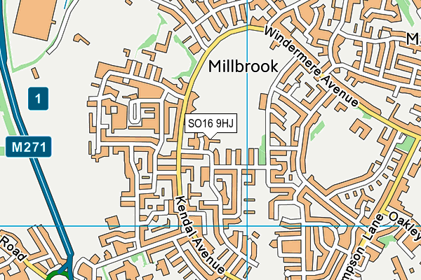 SO16 9HJ map - OS VectorMap District (Ordnance Survey)
