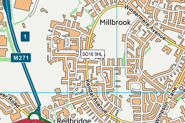 SO16 9HL map - OS VectorMap District (Ordnance Survey)