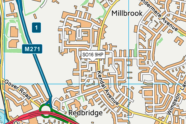 SO16 9HP map - OS VectorMap District (Ordnance Survey)