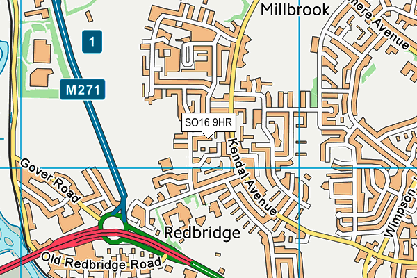 SO16 9HR map - OS VectorMap District (Ordnance Survey)