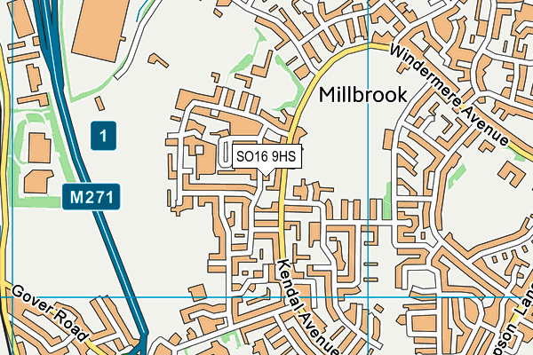 SO16 9HS map - OS VectorMap District (Ordnance Survey)