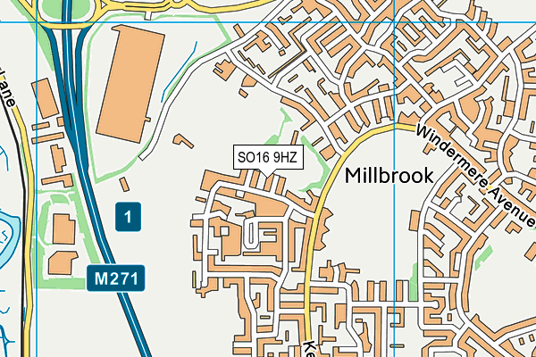 SO16 9HZ map - OS VectorMap District (Ordnance Survey)