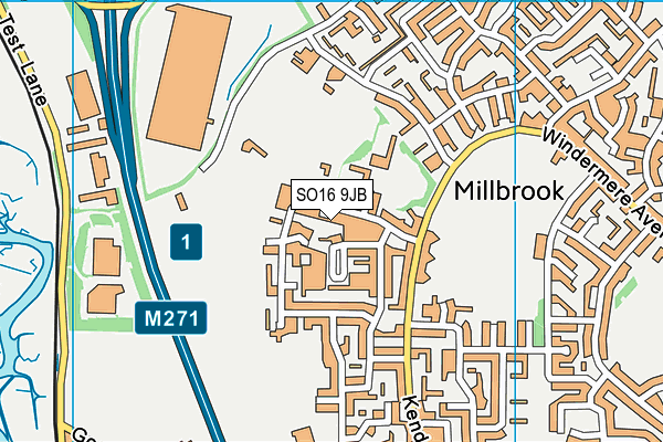 SO16 9JB map - OS VectorMap District (Ordnance Survey)