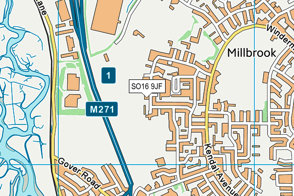 SO16 9JF map - OS VectorMap District (Ordnance Survey)