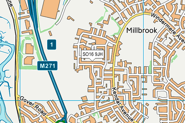 SO16 9JH map - OS VectorMap District (Ordnance Survey)