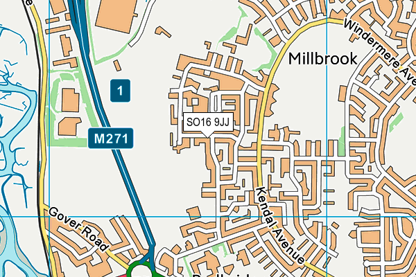 SO16 9JJ map - OS VectorMap District (Ordnance Survey)