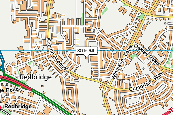 SO16 9JL map - OS VectorMap District (Ordnance Survey)