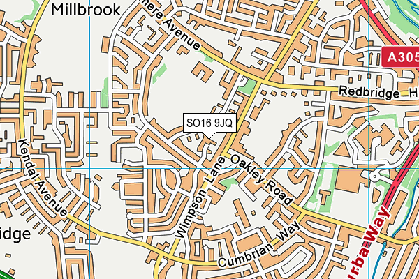 SO16 9JQ map - OS VectorMap District (Ordnance Survey)