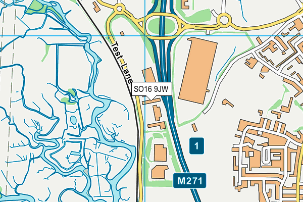 SO16 9JW map - OS VectorMap District (Ordnance Survey)
