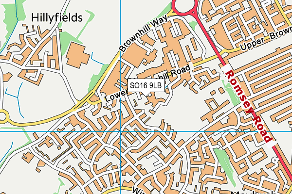 SO16 9LB map - OS VectorMap District (Ordnance Survey)