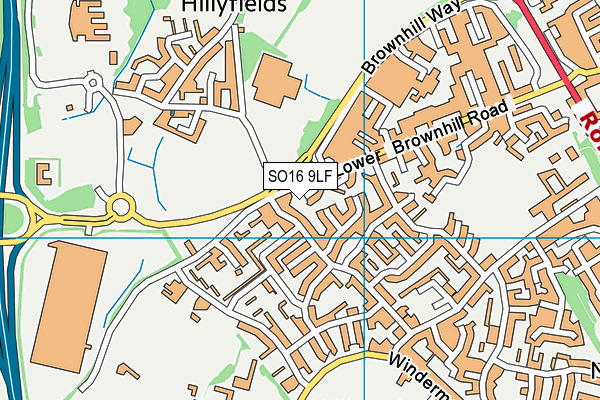 SO16 9LF map - OS VectorMap District (Ordnance Survey)