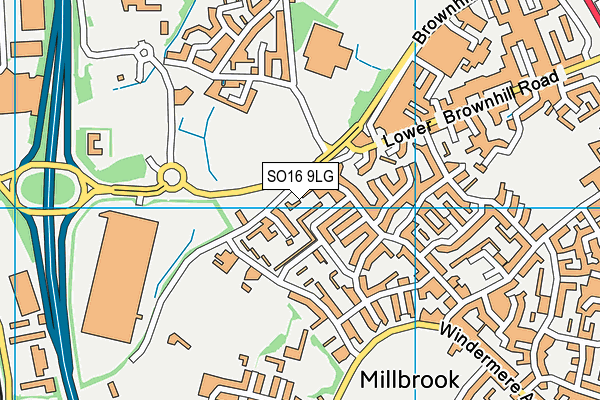 SO16 9LG map - OS VectorMap District (Ordnance Survey)