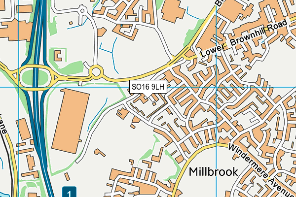 SO16 9LH map - OS VectorMap District (Ordnance Survey)