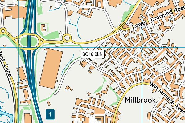 SO16 9LN map - OS VectorMap District (Ordnance Survey)