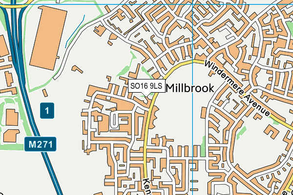 SO16 9LS map - OS VectorMap District (Ordnance Survey)