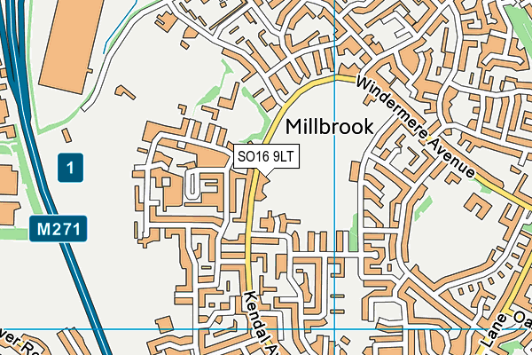 SO16 9LT map - OS VectorMap District (Ordnance Survey)