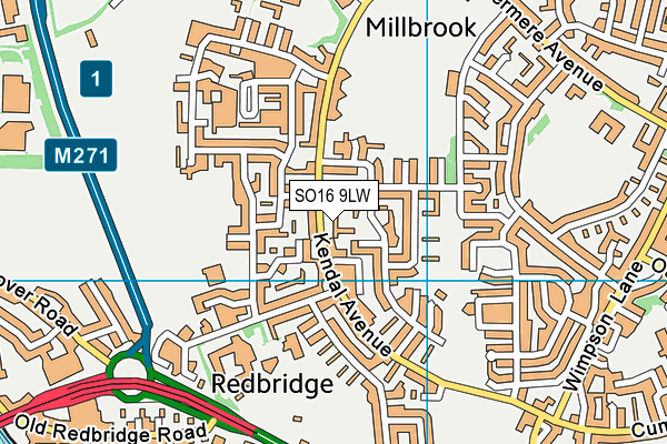 SO16 9LW map - OS VectorMap District (Ordnance Survey)