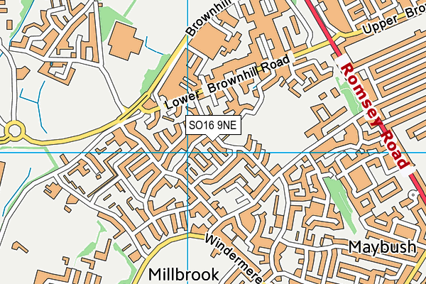 SO16 9NE map - OS VectorMap District (Ordnance Survey)