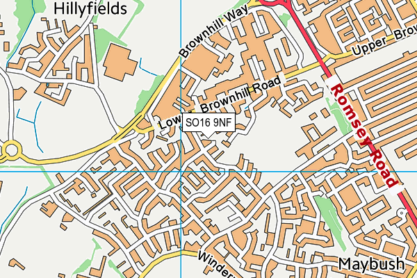 SO16 9NF map - OS VectorMap District (Ordnance Survey)