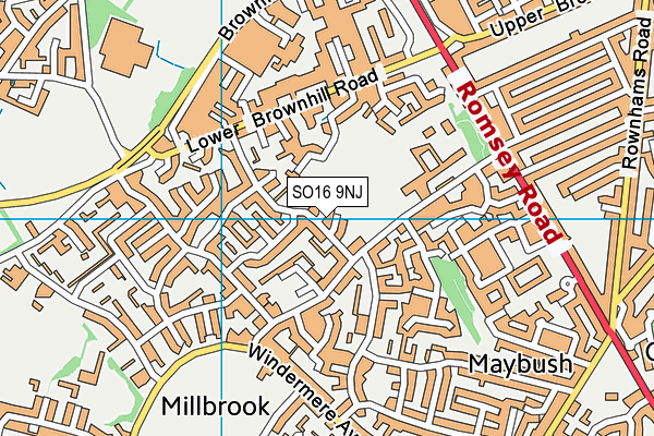 SO16 9NJ map - OS VectorMap District (Ordnance Survey)