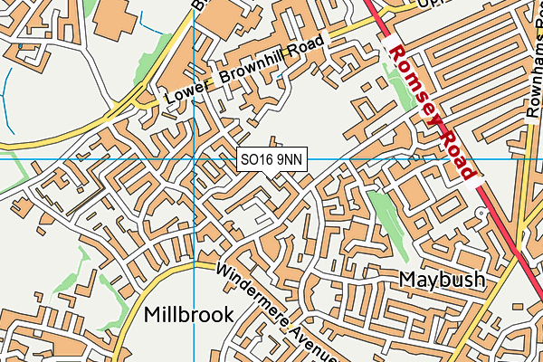 SO16 9NN map - OS VectorMap District (Ordnance Survey)