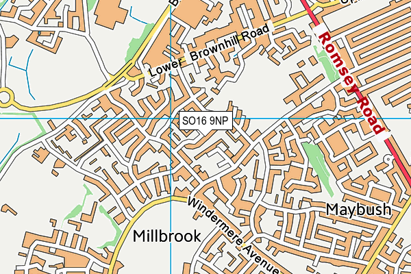 SO16 9NP map - OS VectorMap District (Ordnance Survey)