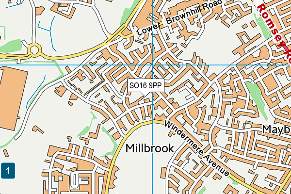 SO16 9PP map - OS VectorMap District (Ordnance Survey)