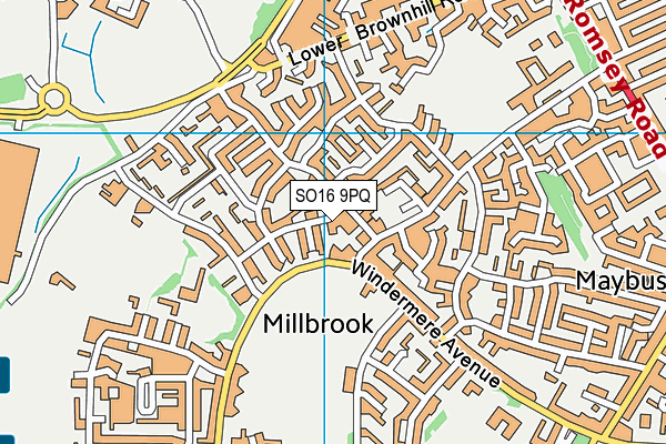 SO16 9PQ map - OS VectorMap District (Ordnance Survey)