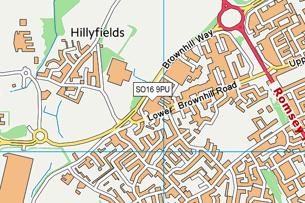 SO16 9PU map - OS VectorMap District (Ordnance Survey)