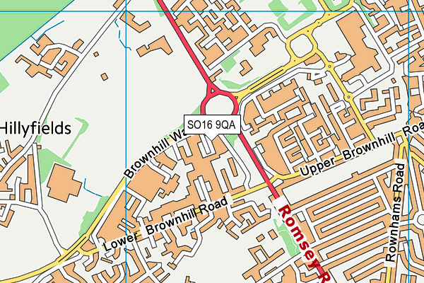 SO16 9QA map - OS VectorMap District (Ordnance Survey)