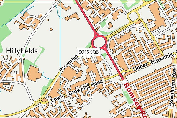 SO16 9QB map - OS VectorMap District (Ordnance Survey)