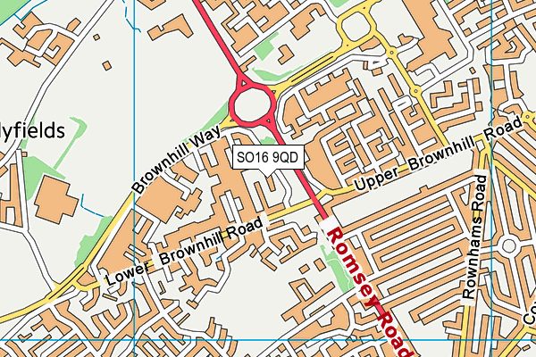 SO16 9QD map - OS VectorMap District (Ordnance Survey)